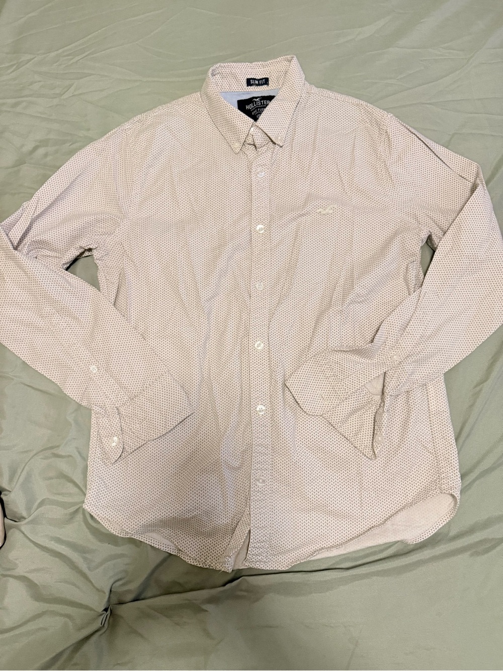 Hollister Men's Light Pink Microdot Button-Up Shirt